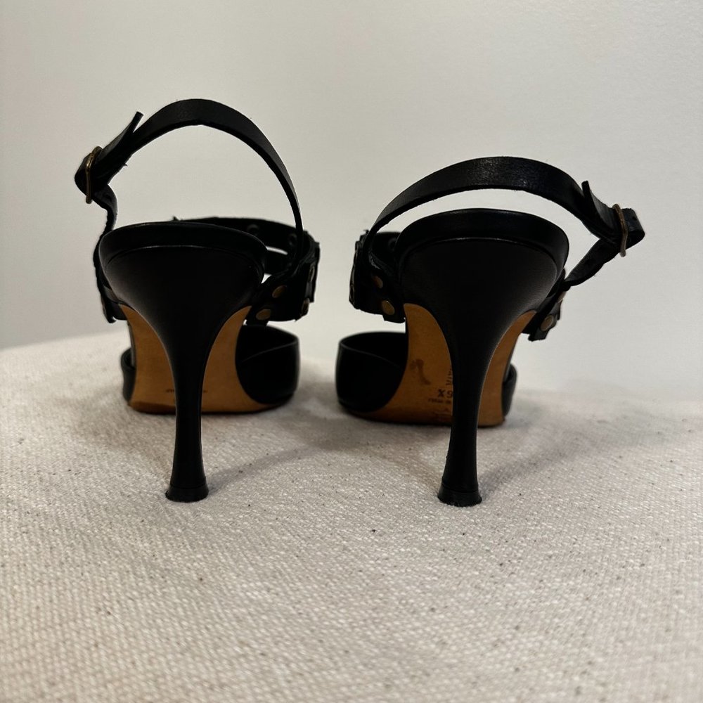 Manolo Blahnik Black Leather Slingback - Picture 5 of 8